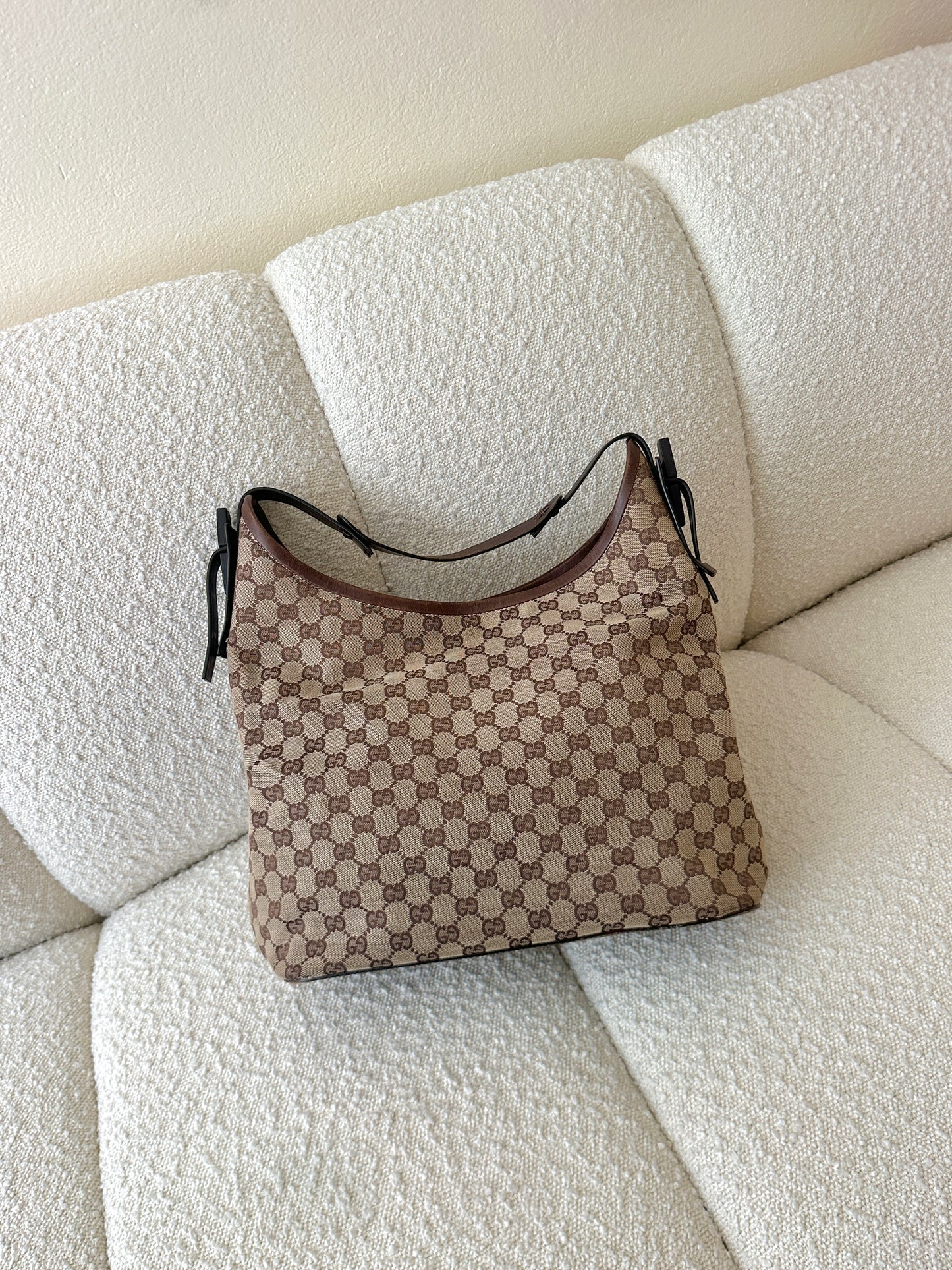GUCCI MONOGRAM CANVAS HOBO BAG