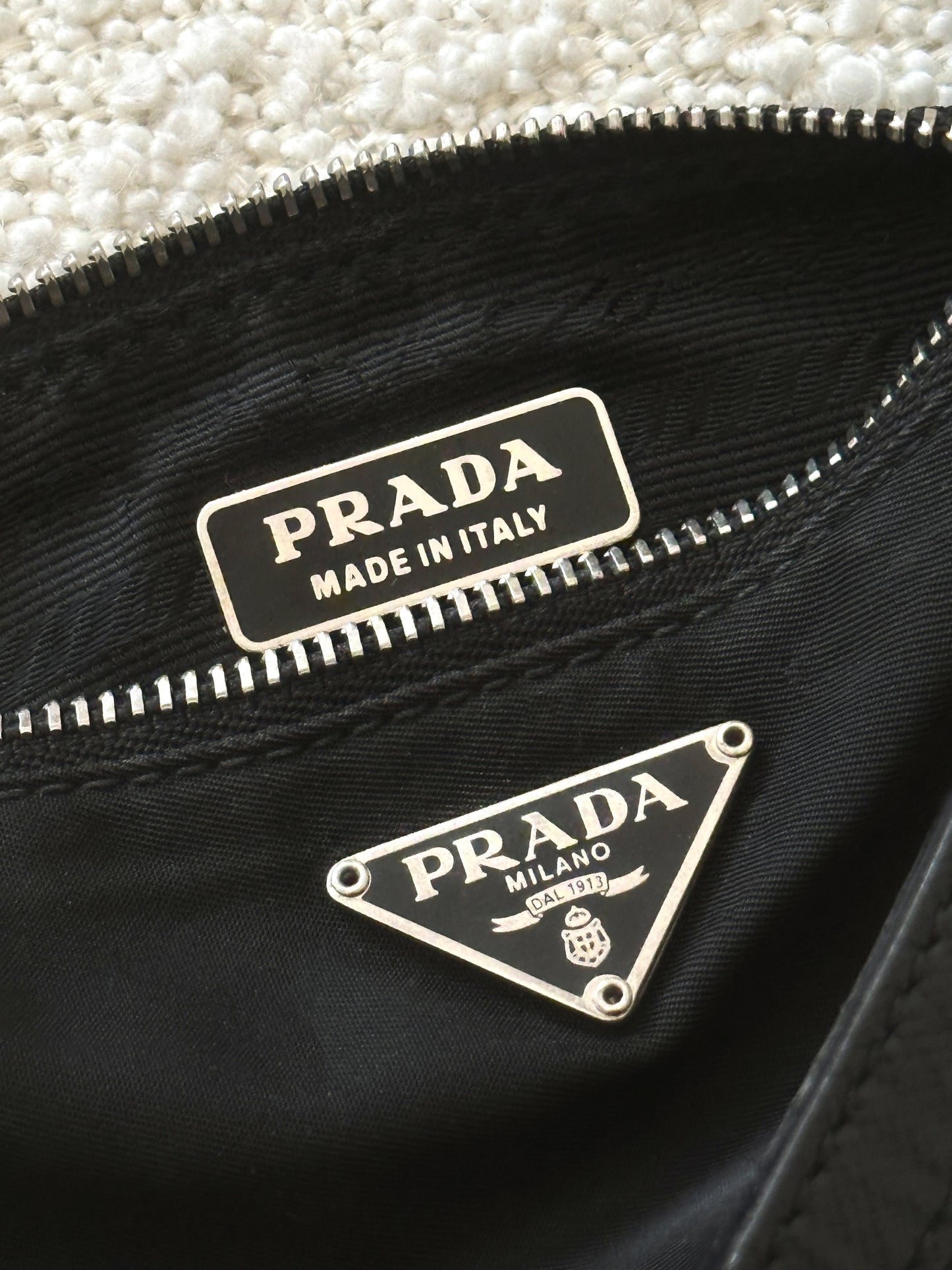 PRADA NYLON MINI CLIP TESSUTO POCHETTE