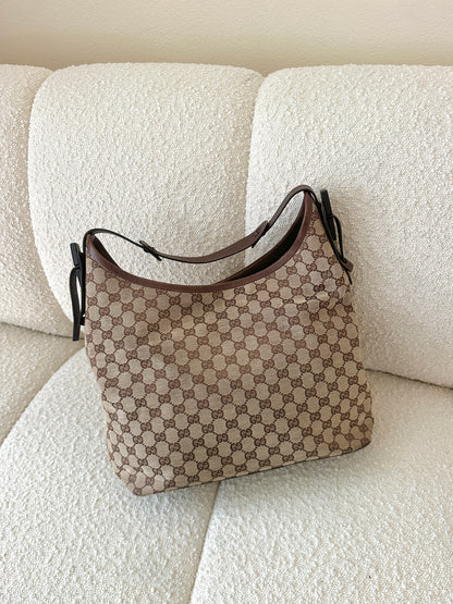 GUCCI MONOGRAM CANVAS HOBO BAG
