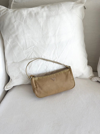 BEIGE NYLON MINI SHOULDER BAG