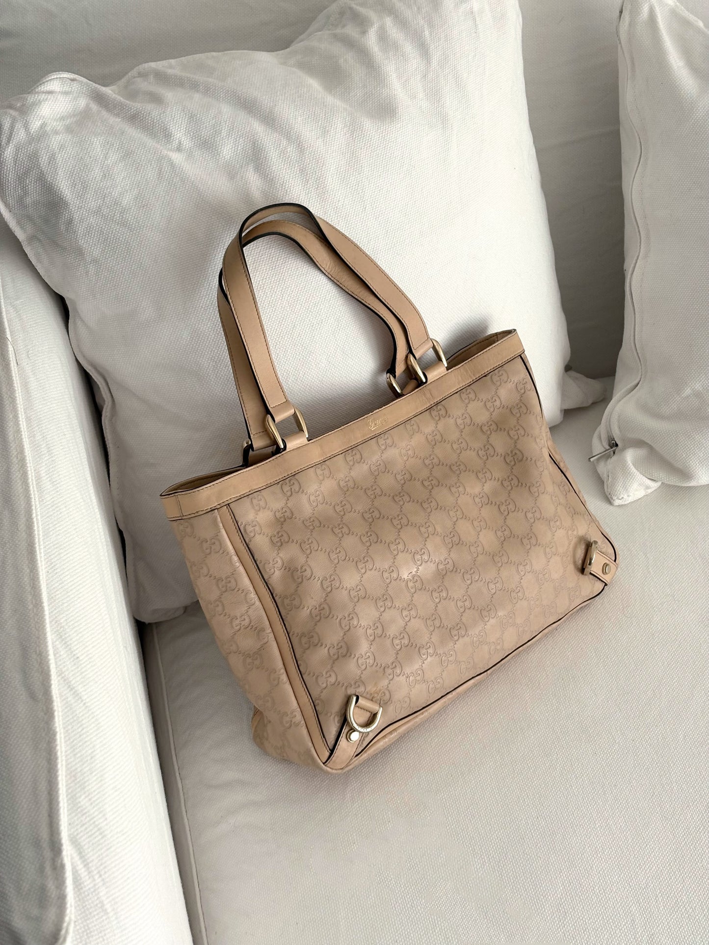 GUCCI PINK LEATHER GUCCISSIMA ABBEY D RING BAG