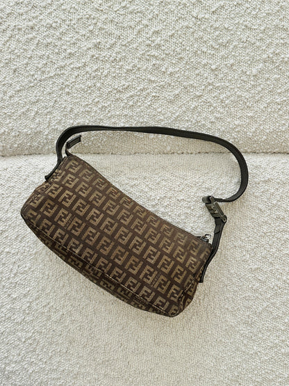 FENDI BROWN ZUCCA MONOGRAM POCHETTE