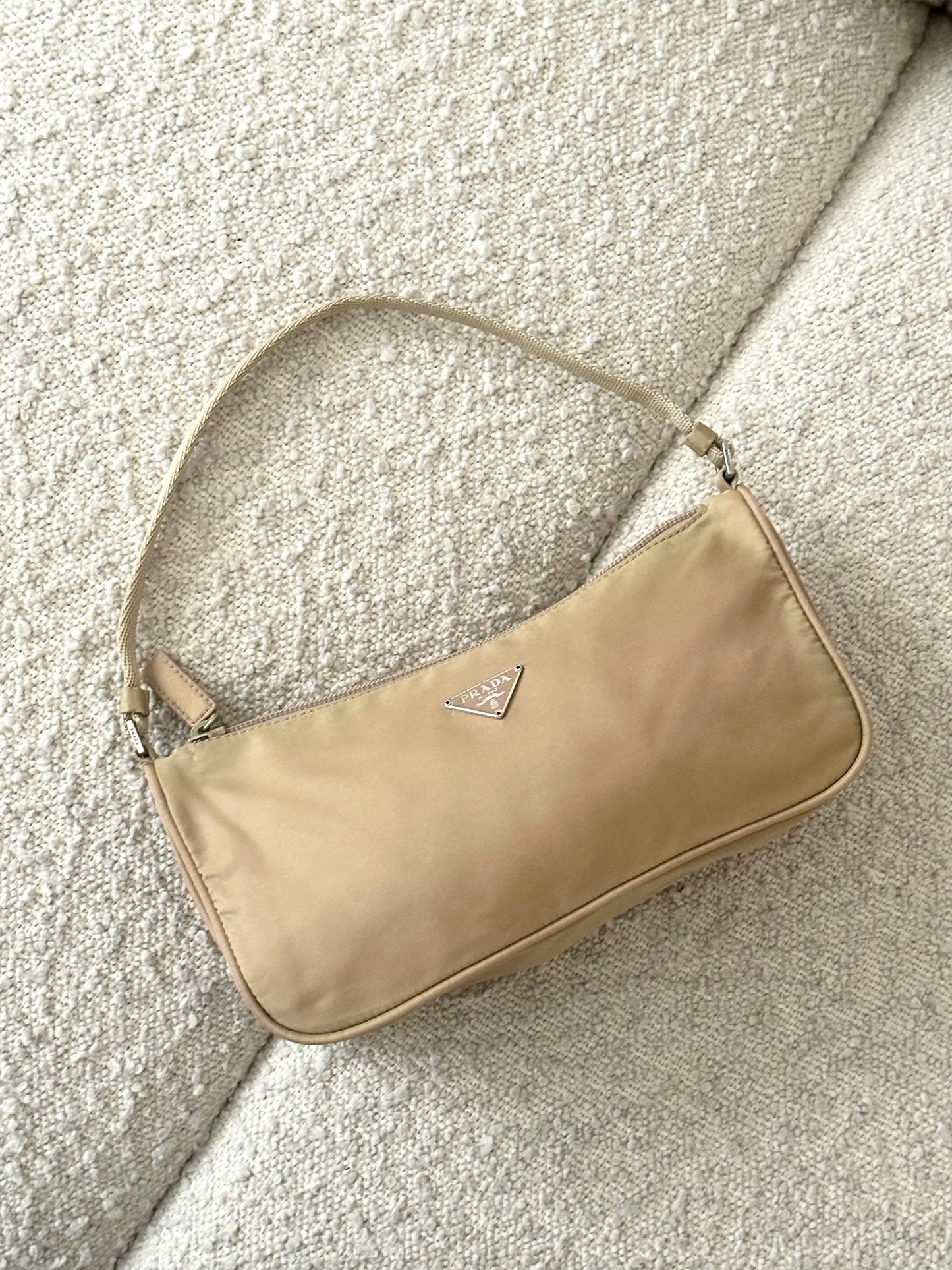 PRADA BEIGE NYLON MINI SHOULDER BAG