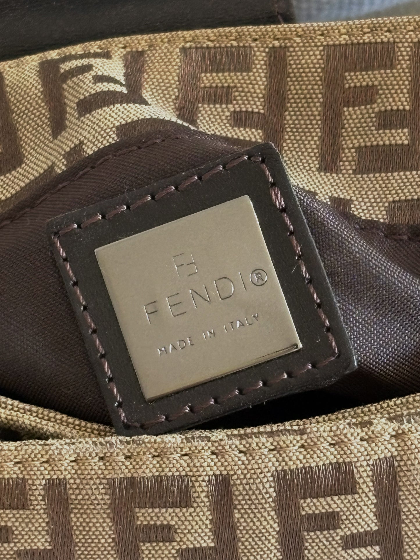 FENDI ZUCCA MINI MAMMA BAGUETTE SHOULDER BAG
