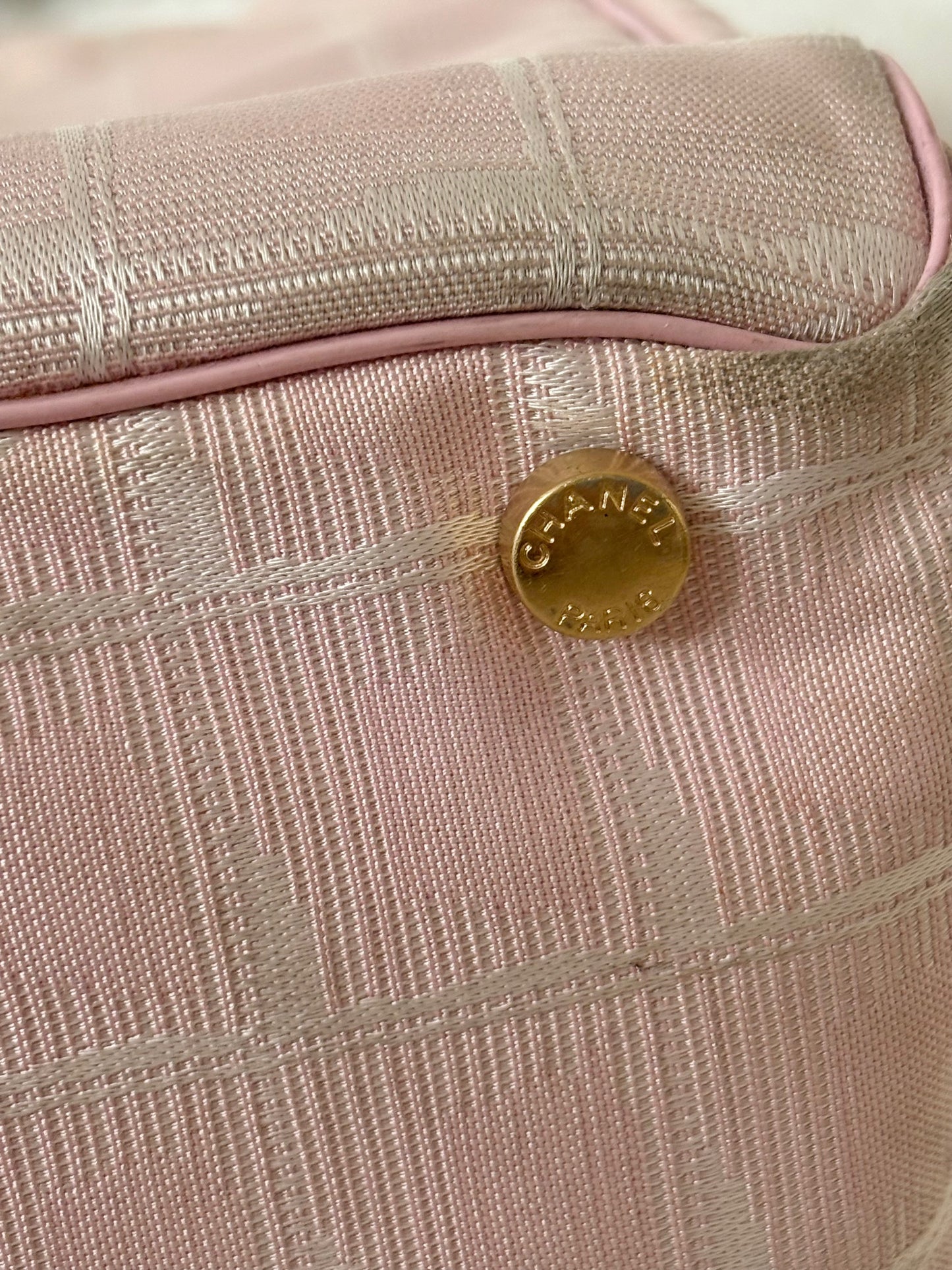 CHANEL PINK TRAVEL LINE NYLON TOTE BAG