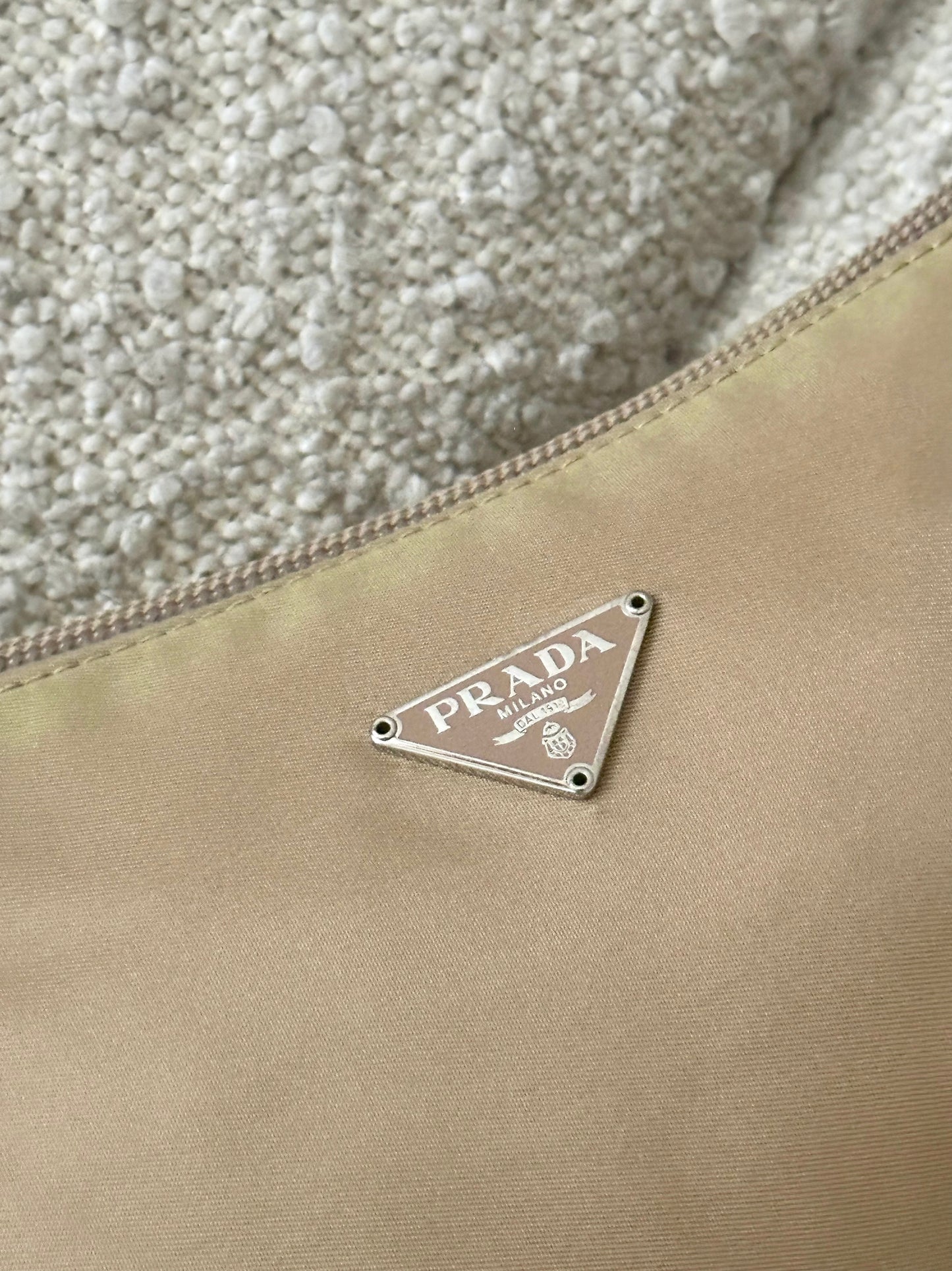 PRADA BEIGE NYLON MINI SHOULDER BAG