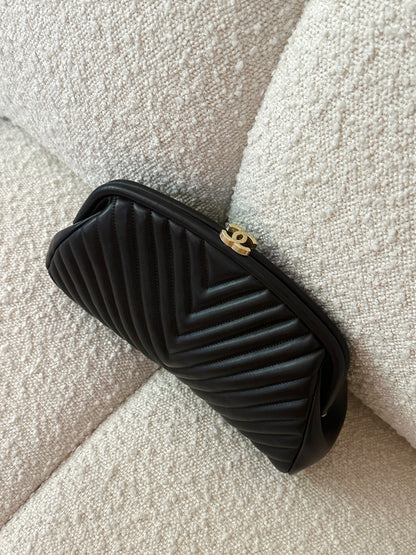 CHANEL LAMBSKIN CHEVRON QUILTED CLUTCH