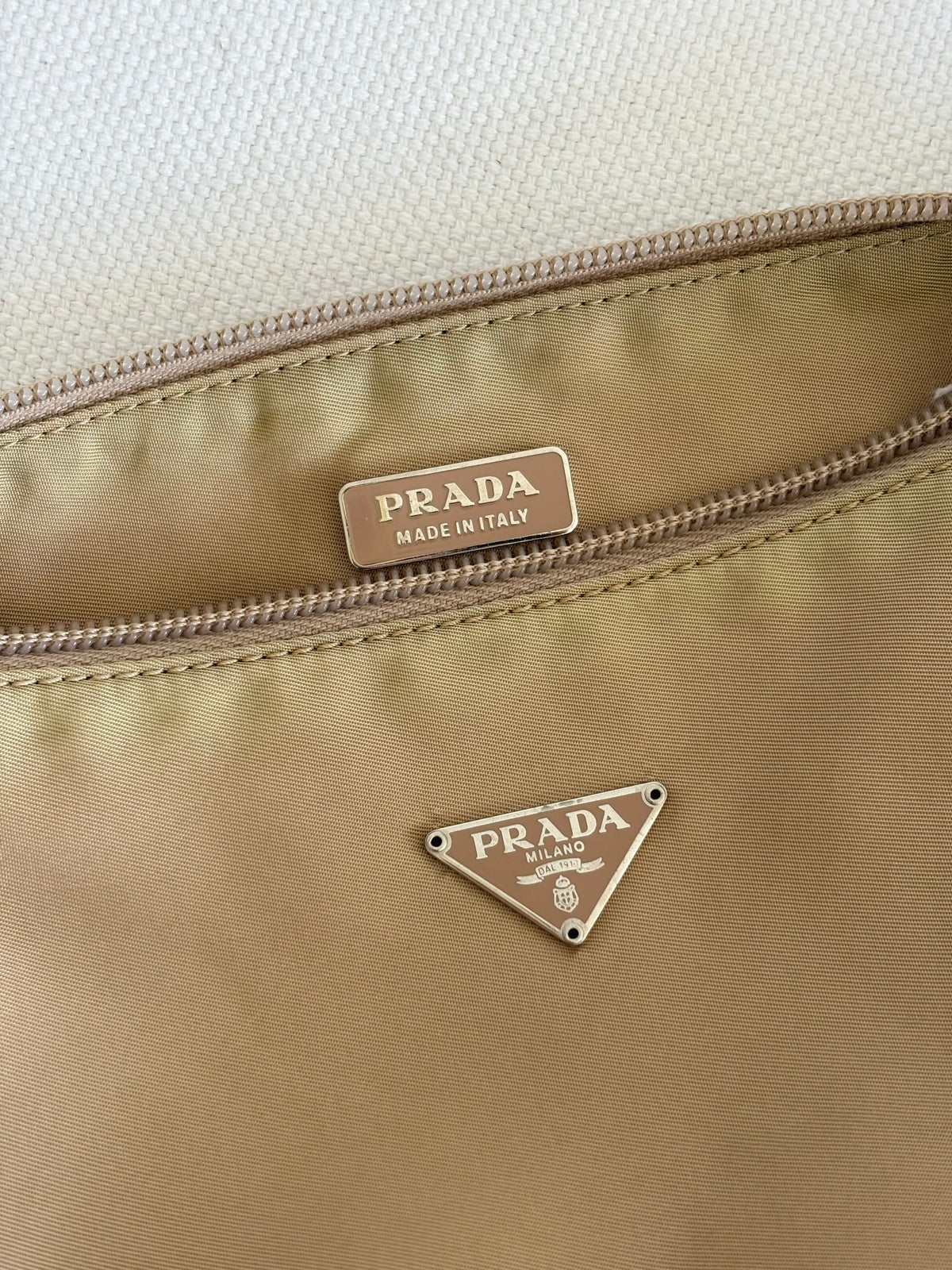 BEIGE NYLON MINI SHOULDER BAG