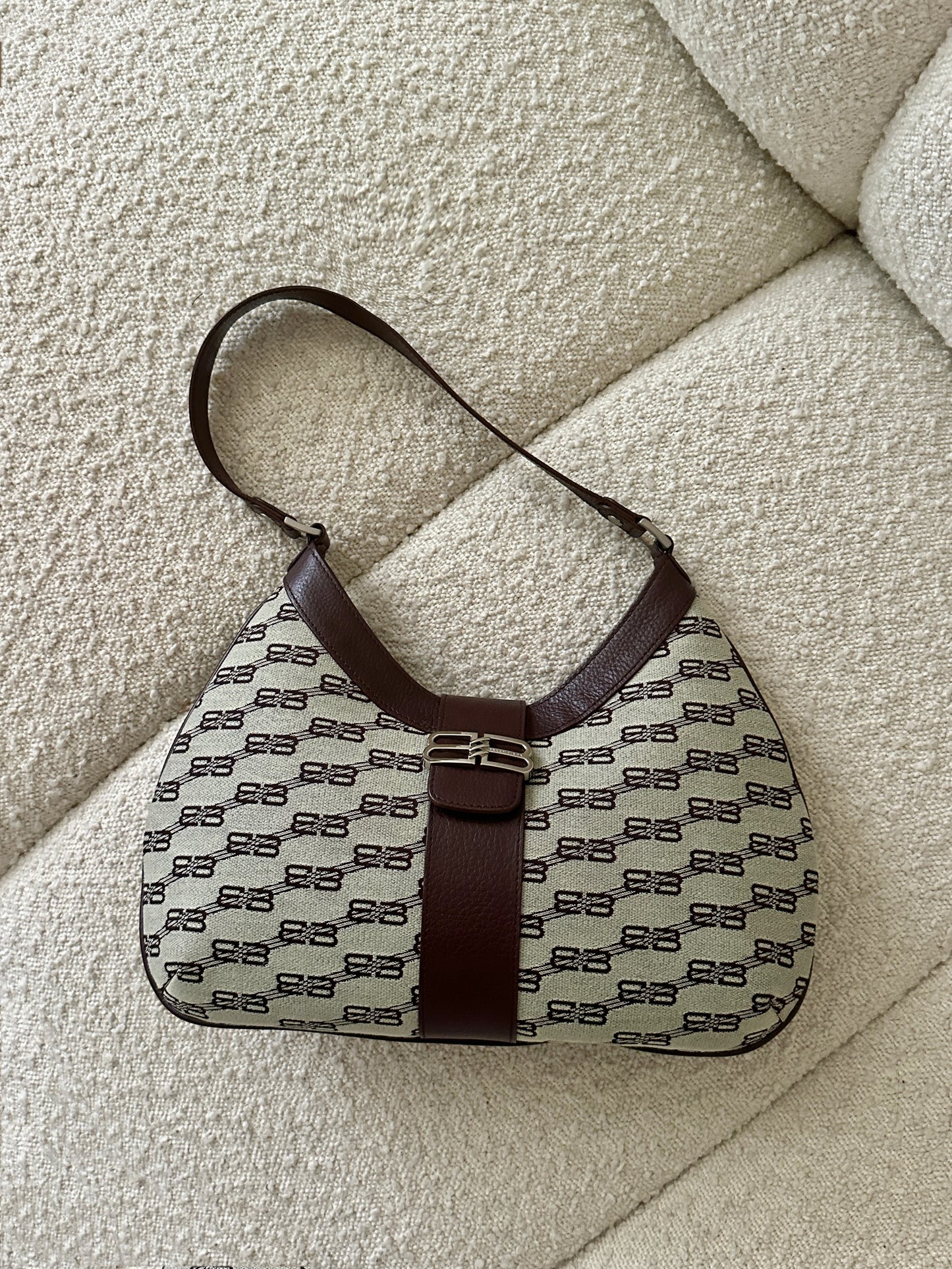 BALENCIAGA BB MONOGRAM HOBO SHOULDER BAG
