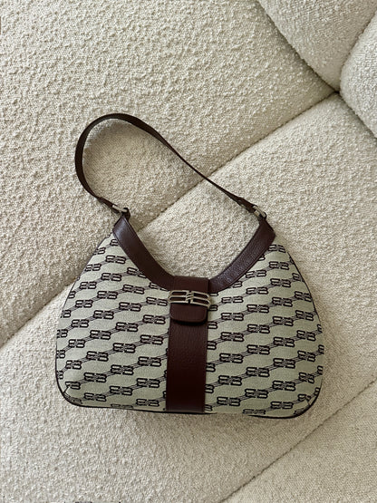 BALENCIAGA BB MONOGRAM HOBO SHOULDER BAG