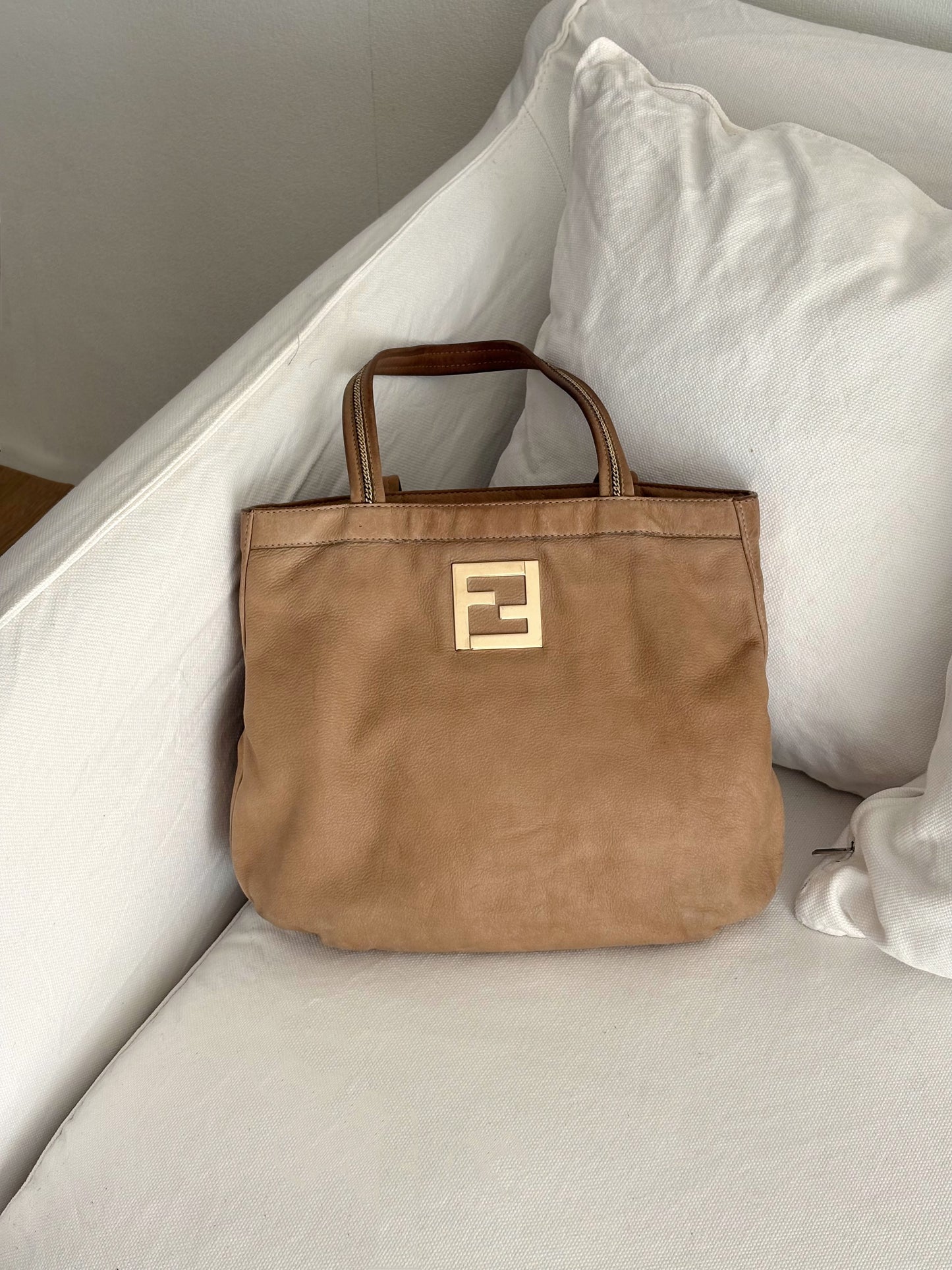 FENDI BORSA CHAIN LEATHER TOTE BAG