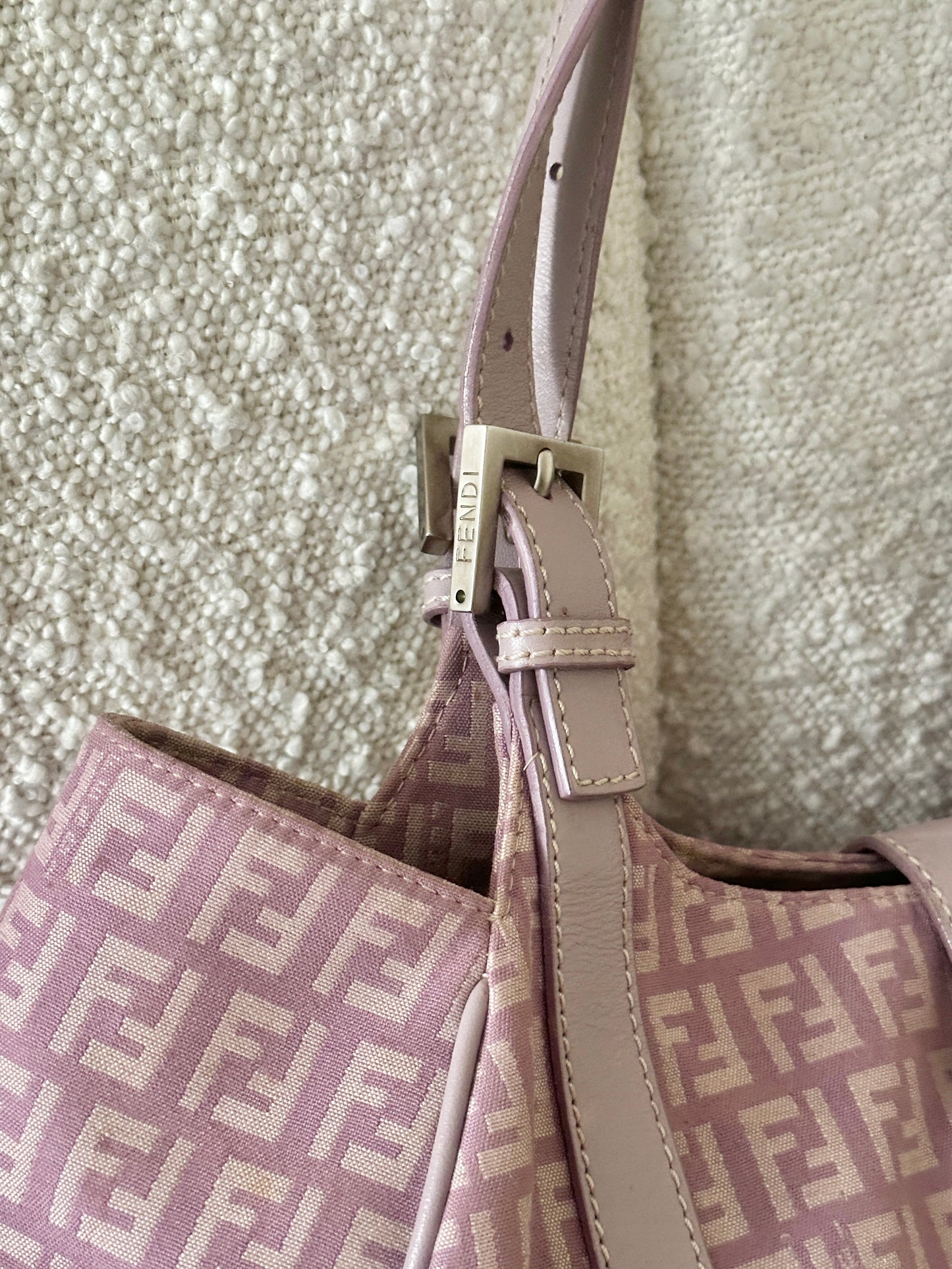 FENDI LILAC ZUCCHINO CANVAS SHOULDER BAG