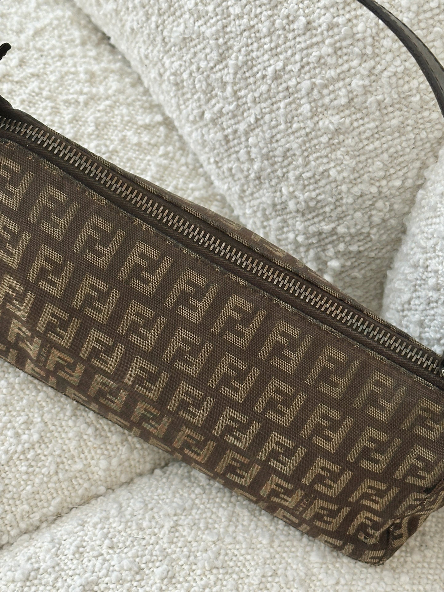 FENDI BROWN ZUCCA MONOGRAM POCHETTE