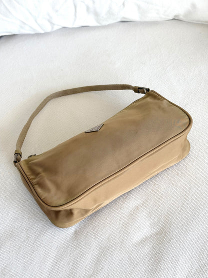 BEIGE NYLON MINI SHOULDER BAG