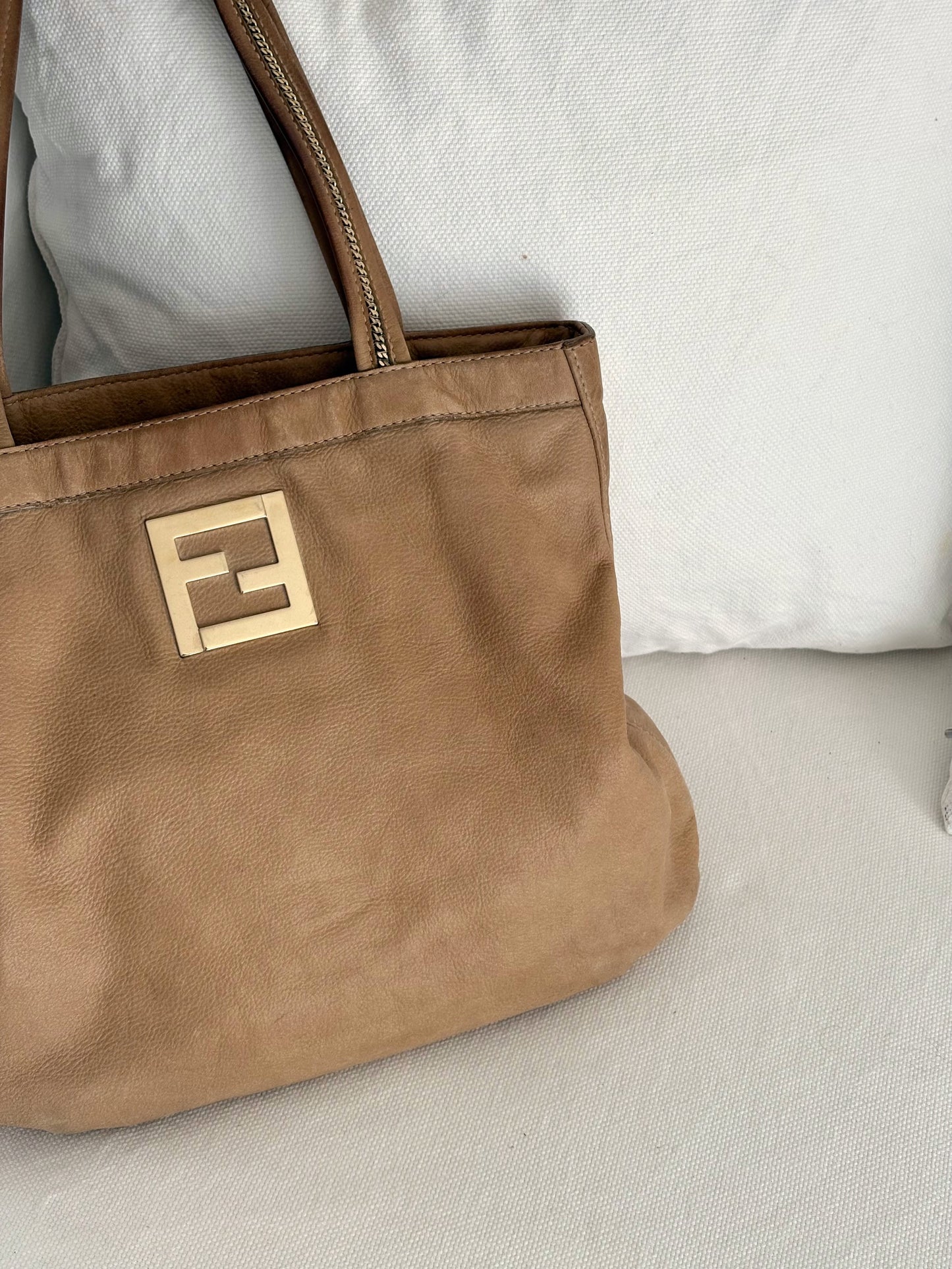 FENDI BORSA CHAIN LEATHER TOTE BAG