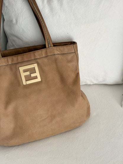FENDI BORSA CHAIN LEATHER TOTE BAG
