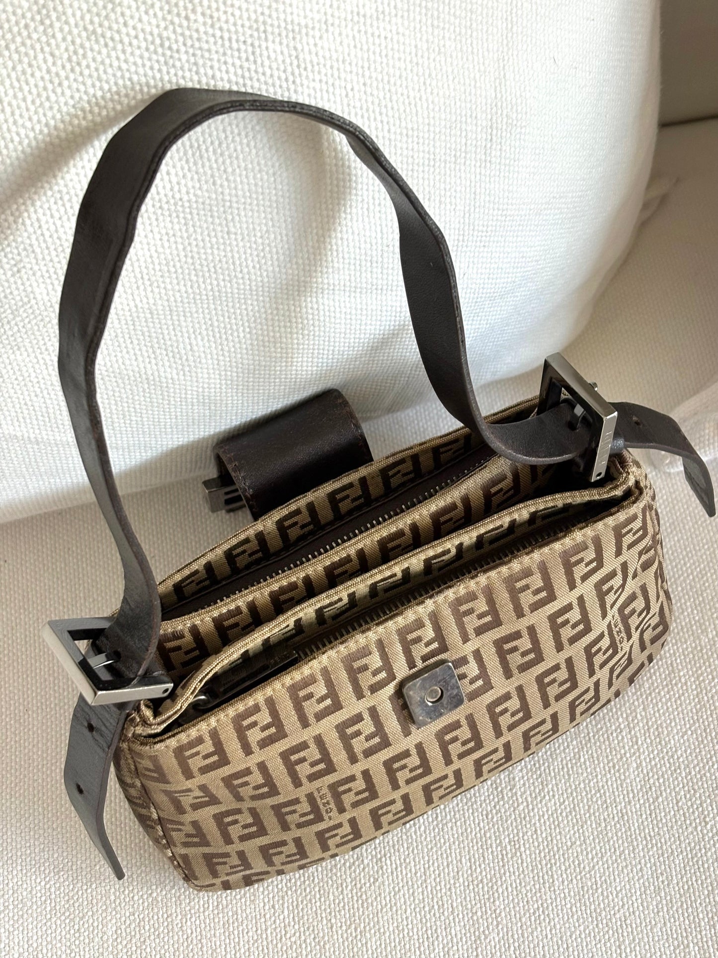 FENDI ZUCCA MINI MAMMA BAGUETTE SHOULDER BAG