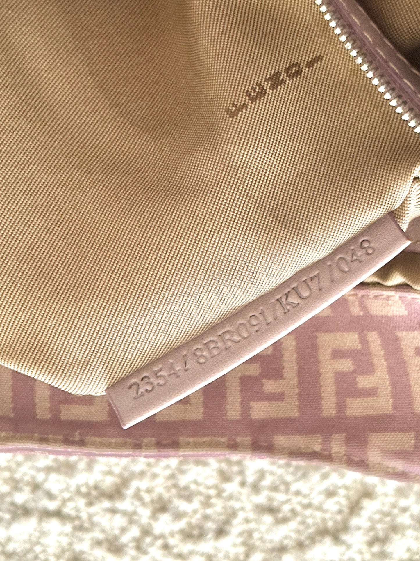 FENDI LILAC ZUCCHINO CANVAS SHOULDER BAG