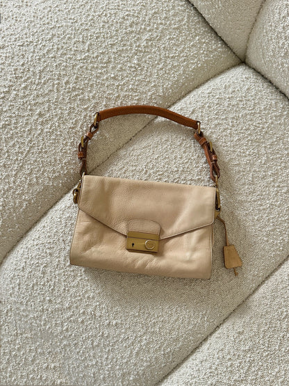 PRADA SOUND LOCK LEATHER SHOULDER BAG