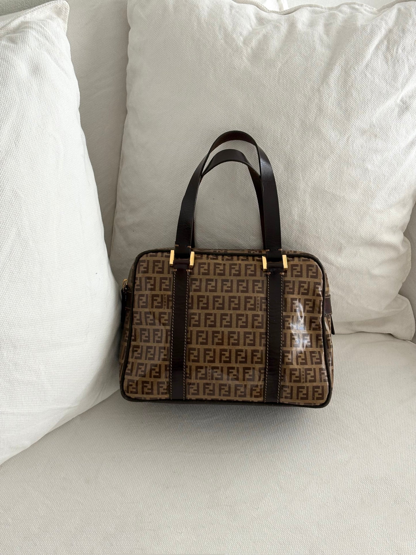 FENDI ZUCCHINO PATENT TOP HANDLE BAG