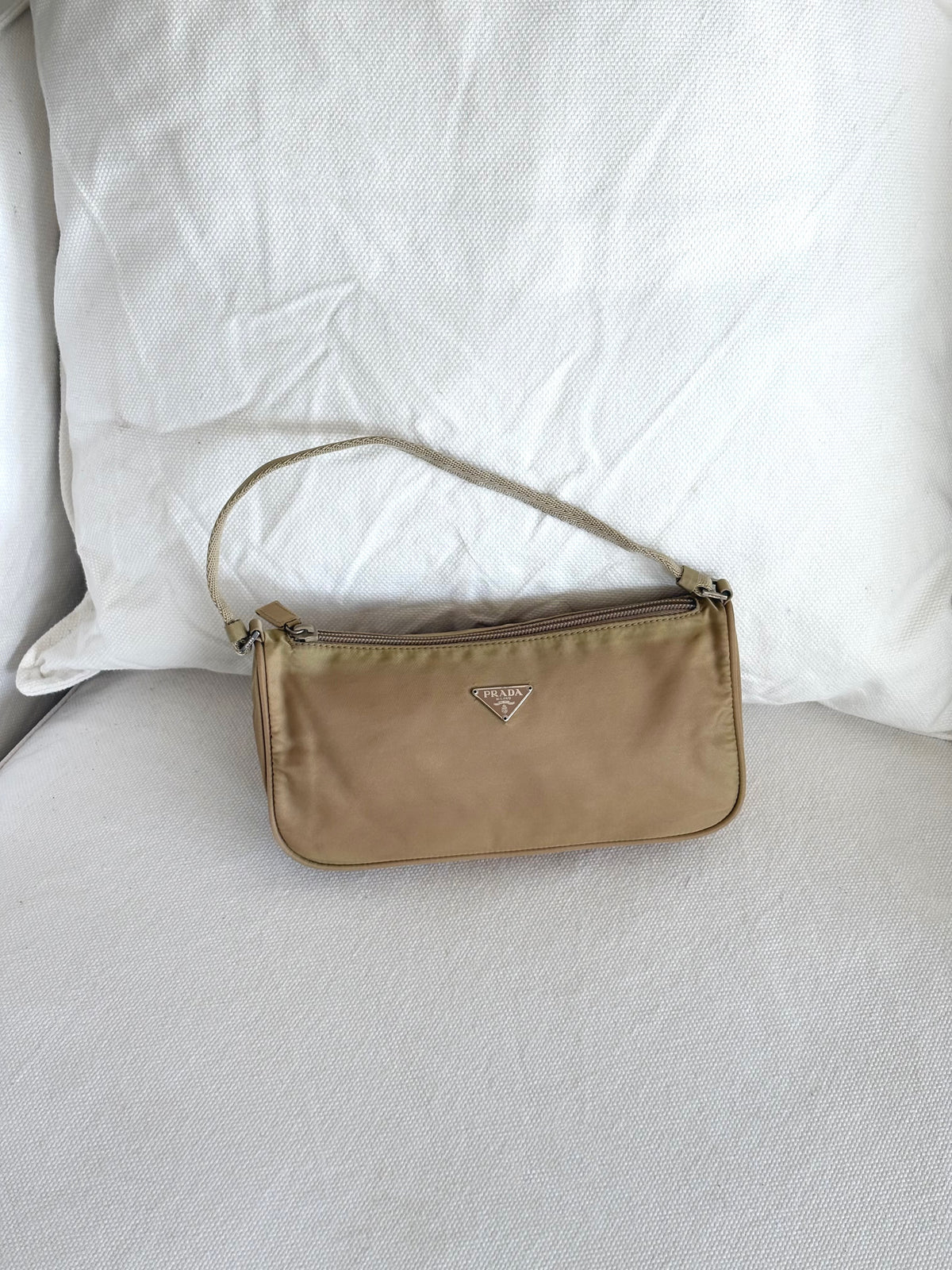 BEIGE NYLON MINI SHOULDER BAG