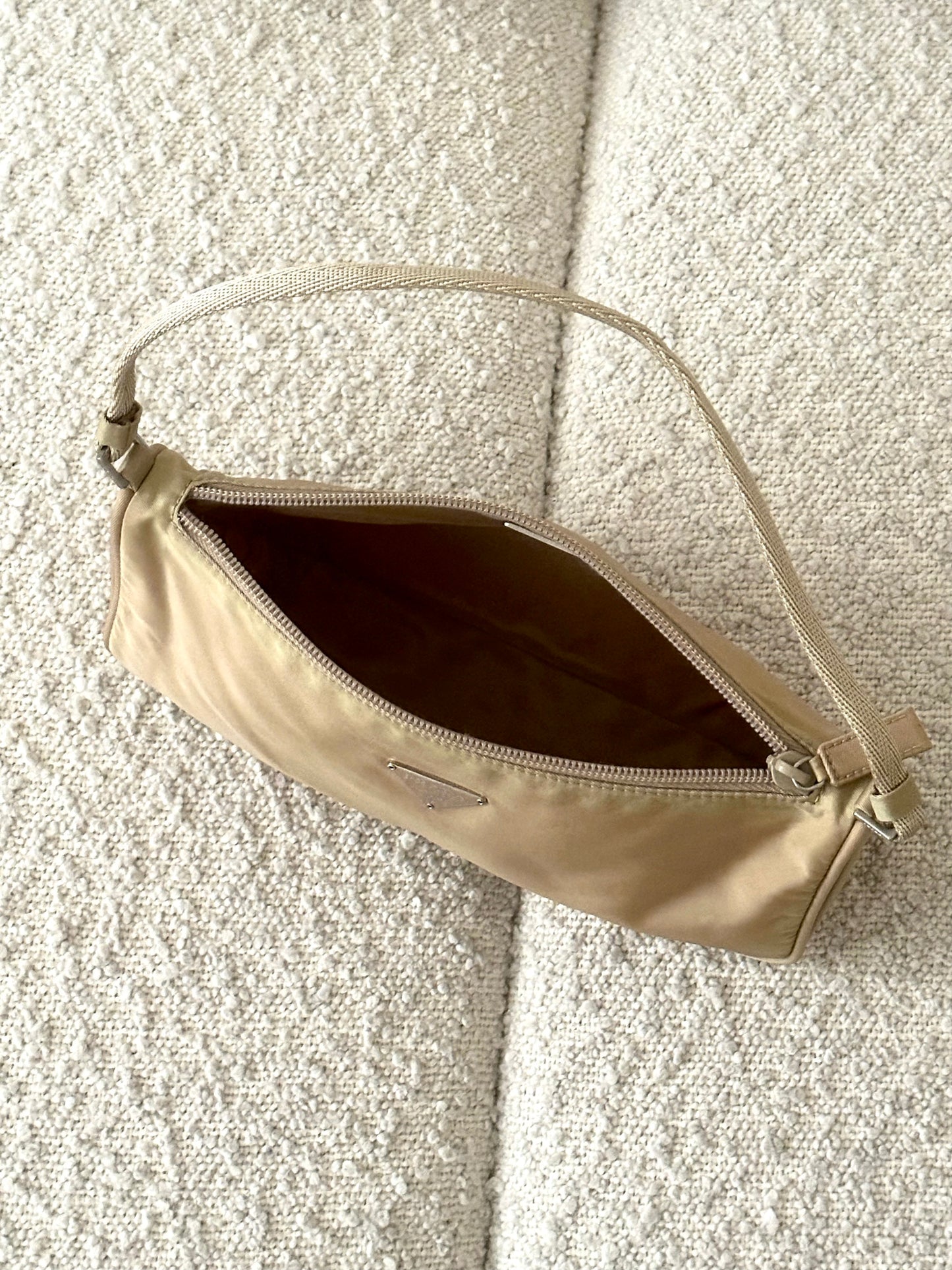 PRADA BEIGE NYLON MINI SHOULDER BAG