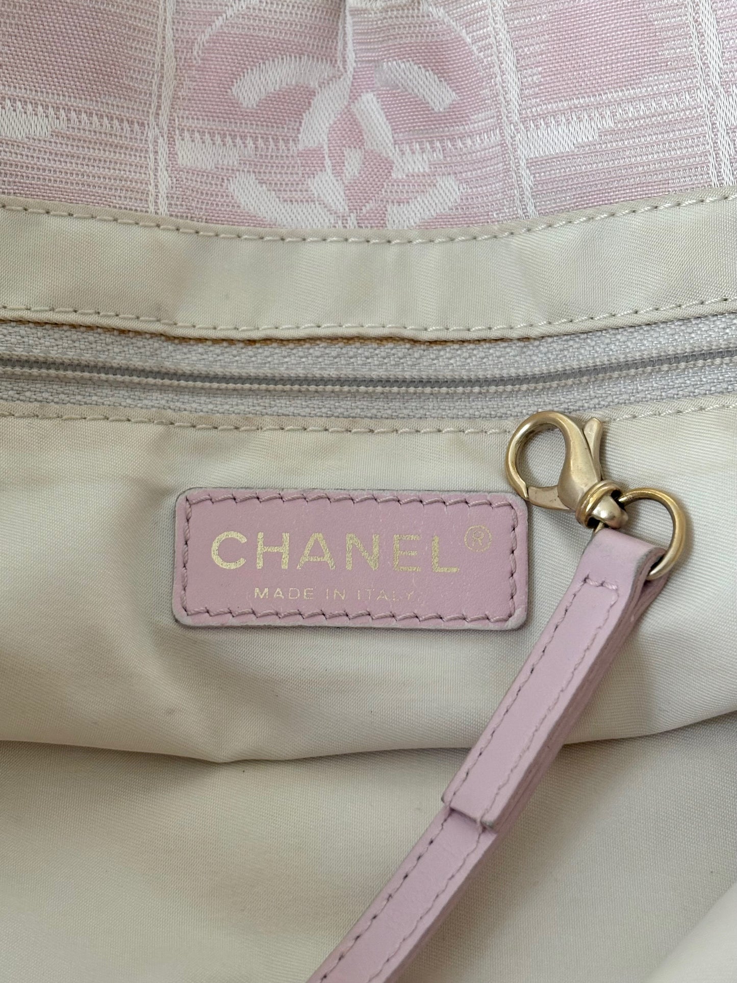 CHANEL PINK TRAVEL LINE NYLON TOTE BAG