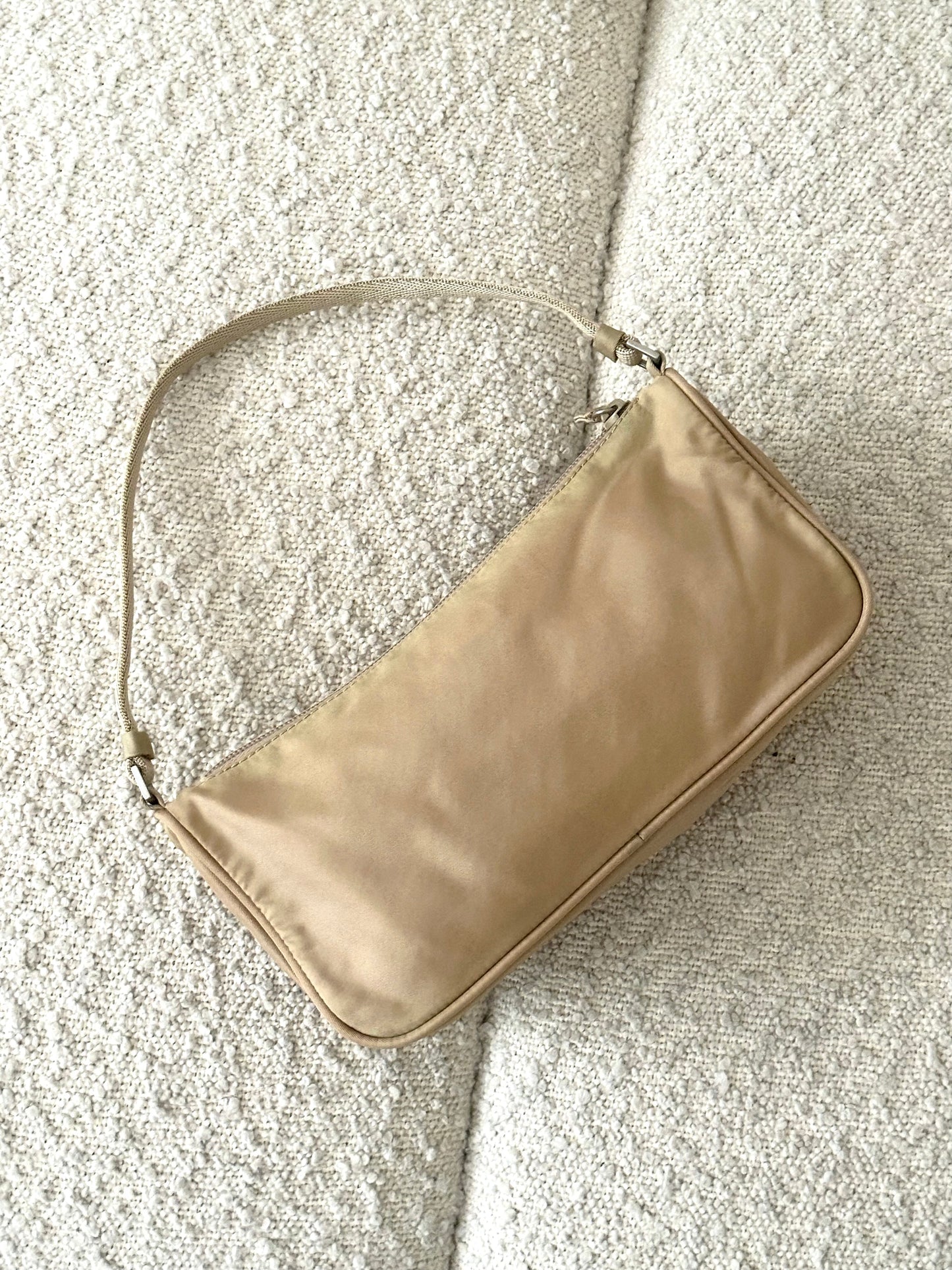 PRADA BEIGE NYLON MINI SHOULDER BAG