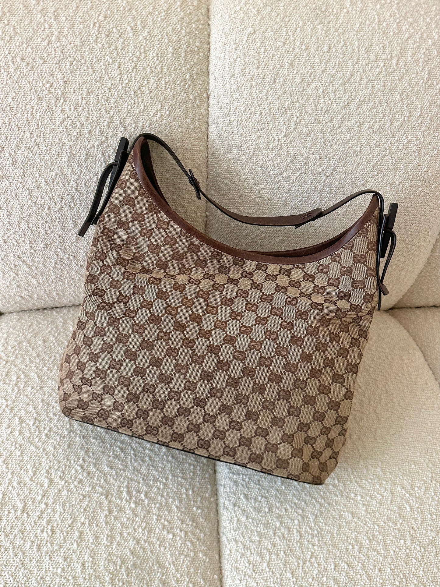 GUCCI MONOGRAM CANVAS HOBO BAG