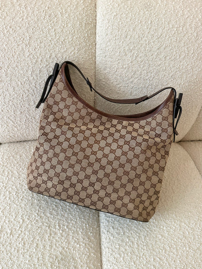 GUCCI MONOGRAM CANVAS HOBO BAG