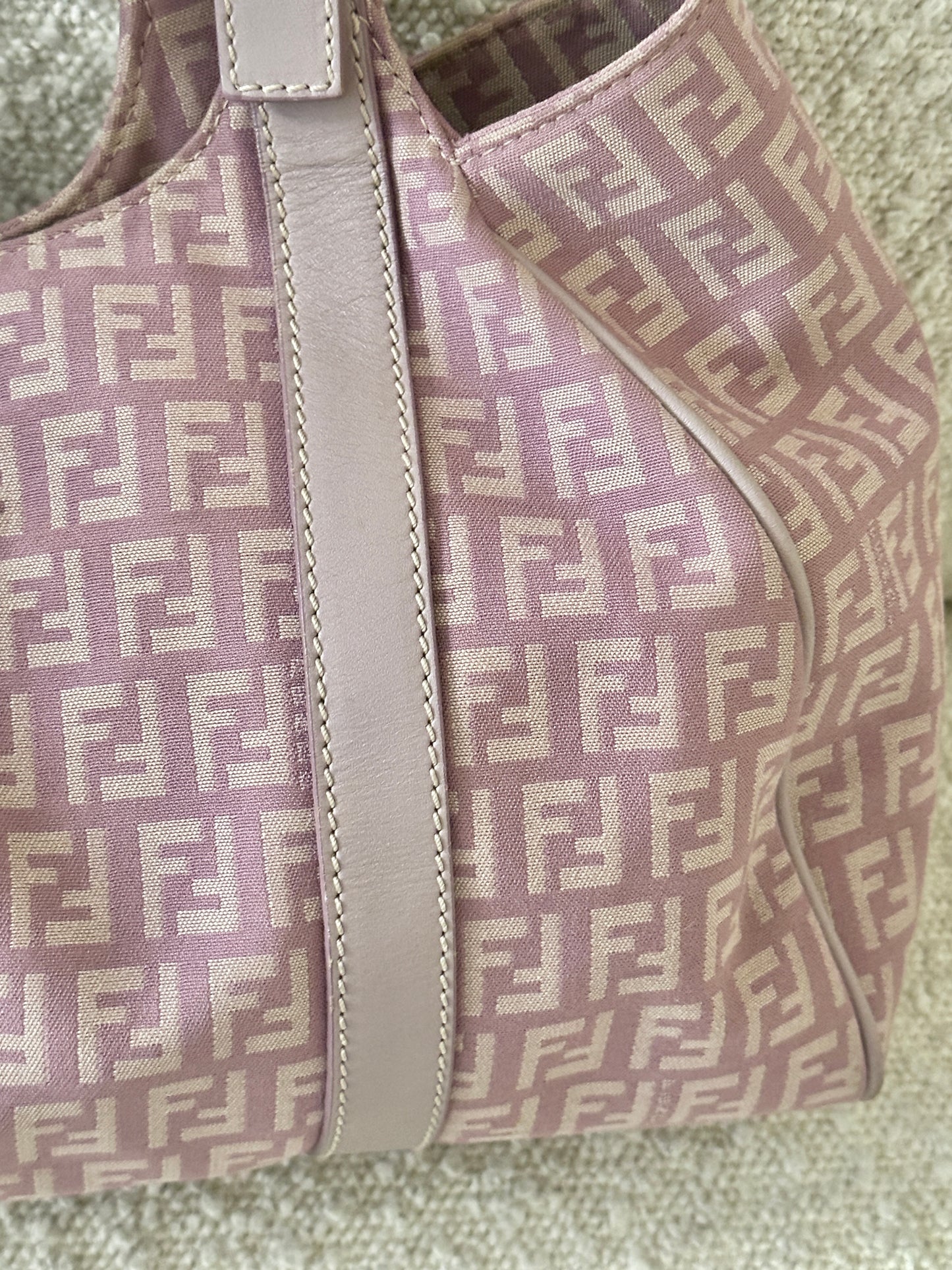 FENDI LILAC ZUCCHINO CANVAS SHOULDER BAG