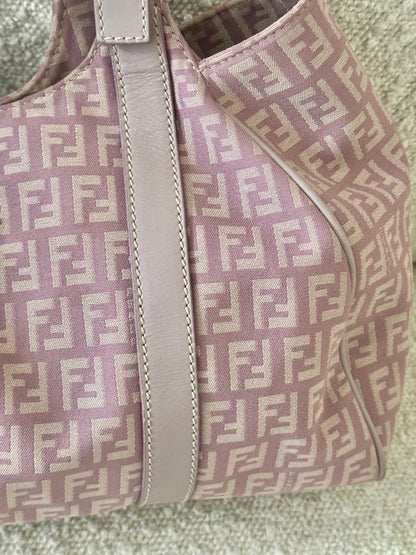 FENDI LILAC ZUCCHINO CANVAS SHOULDER BAG
