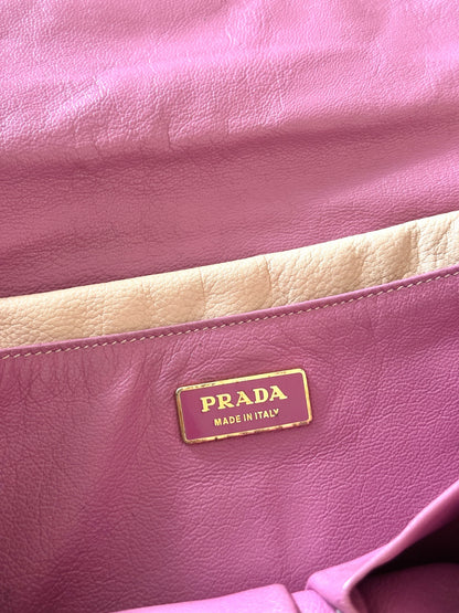 PRADA SOUND LOCK LEATHER SHOULDER BAG