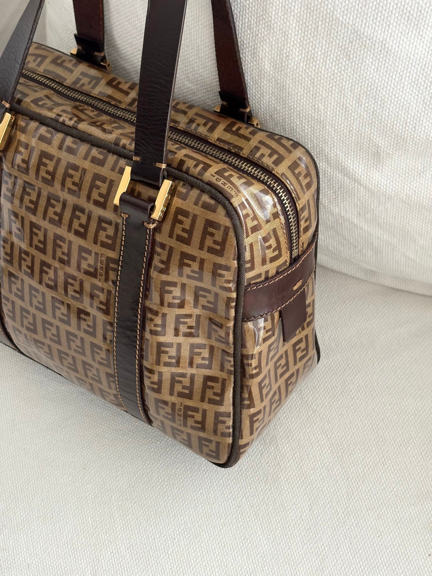 FENDI ZUCCHINO PATENT TOP HANDLE BAG