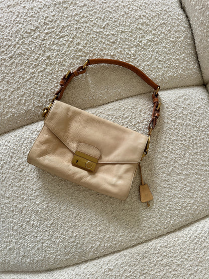 PRADA SOUND LOCK LEATHER SHOULDER BAG