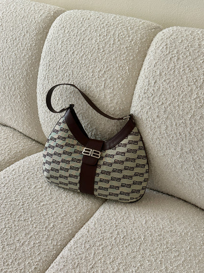 BALENCIAGA BB MONOGRAM HOBO SHOULDER BAG
