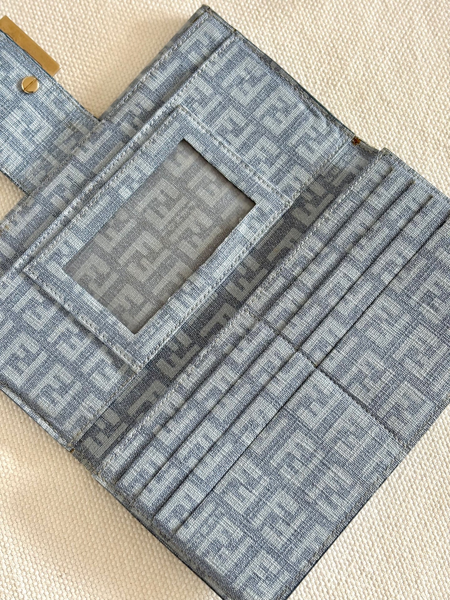 FENDI ZUCCA BLUE CANVAS FLAP WALLET