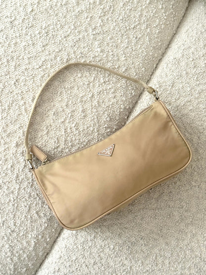 PRADA BEIGE NYLON MINI SHOULDER BAG