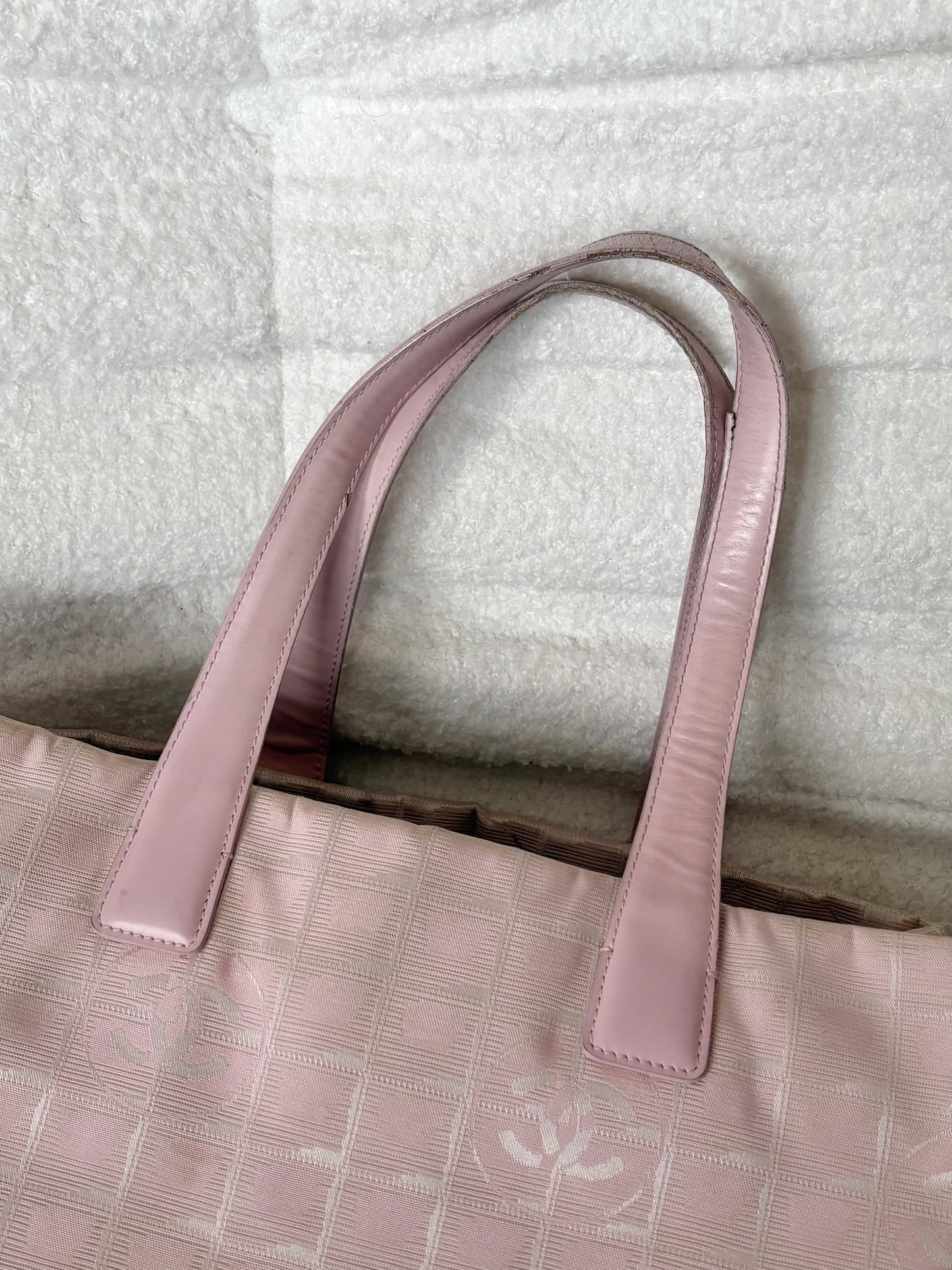 CHANEL PINK TRAVEL LINE NYLON TOTE BAG