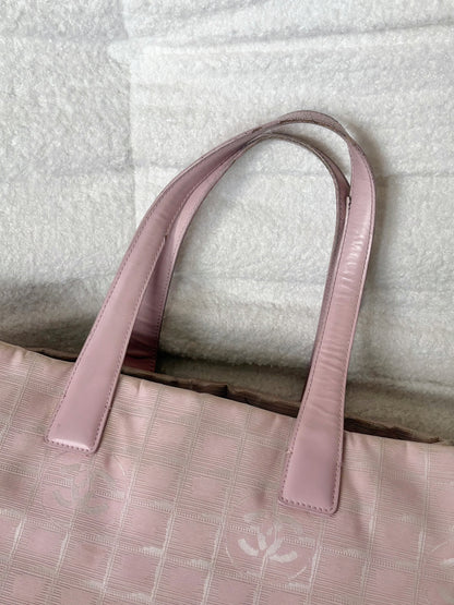 CHANEL PINK TRAVEL LINE NYLON TOTE BAG