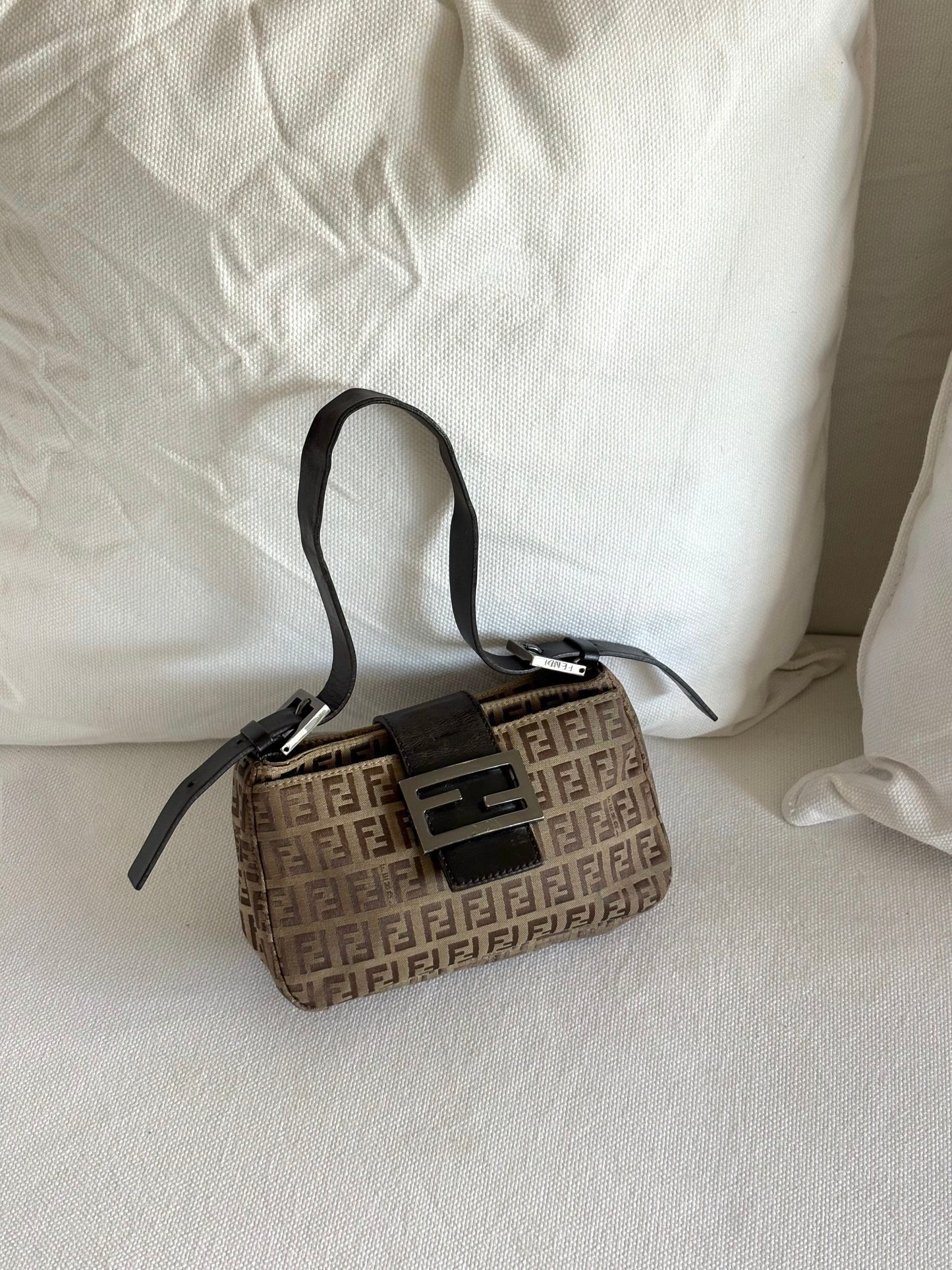 FENDI ZUCCA MINI MAMMA BAGUETTE SHOULDER BAG