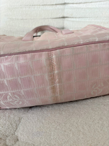 CHANEL PINK TRAVEL LINE NYLON TOTE BAG