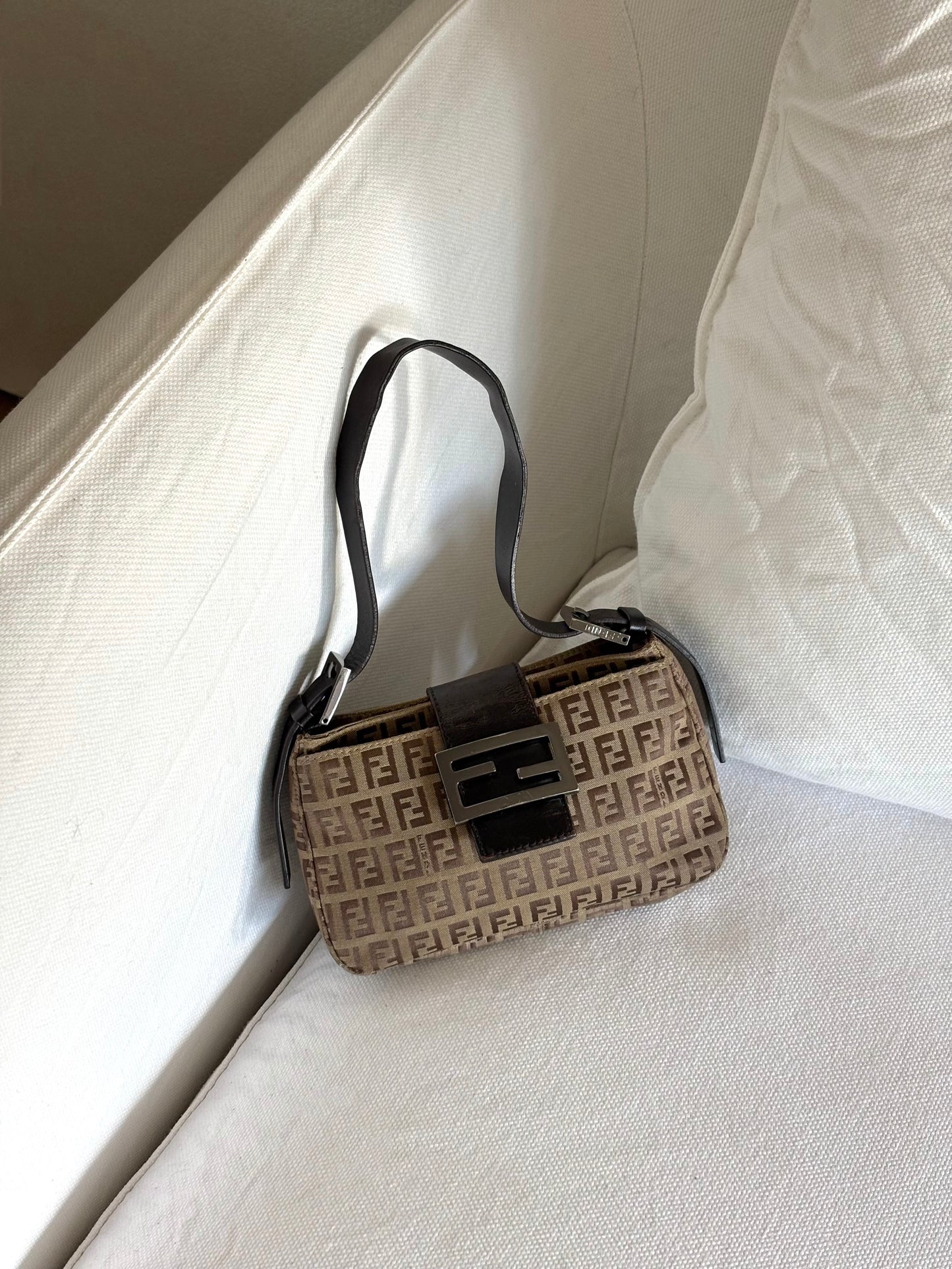 FENDI ZUCCA MINI MAMMA BAGUETTE SHOULDER BAG