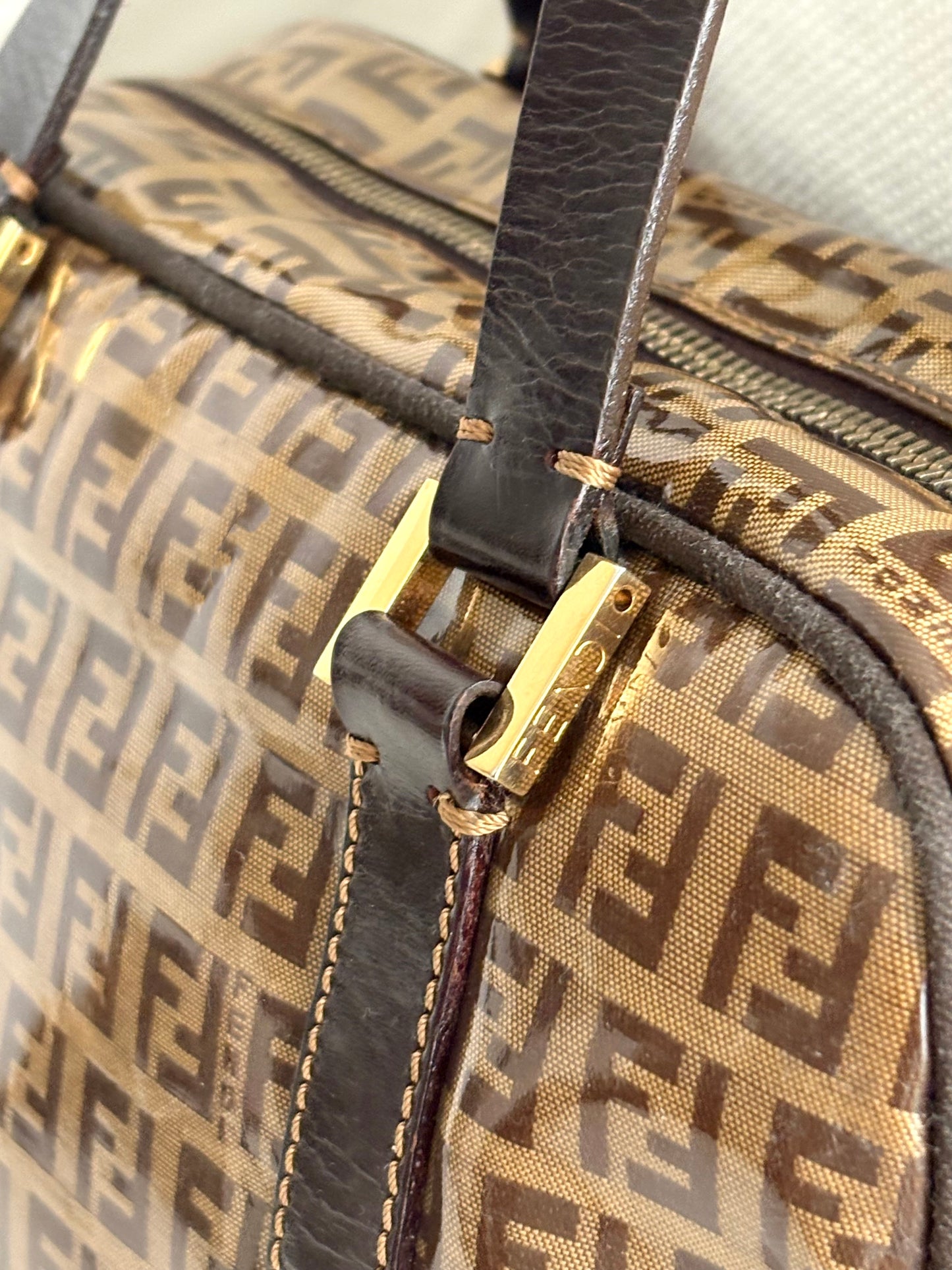 FENDI ZUCCHINO PATENT TOP HANDLE BAG