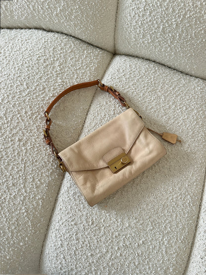 PRADA SOUND LOCK LEATHER SHOULDER BAG