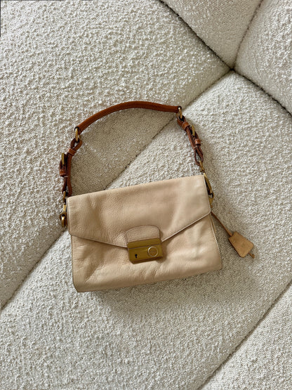 PRADA SOUND LOCK LEATHER SHOULDER BAG