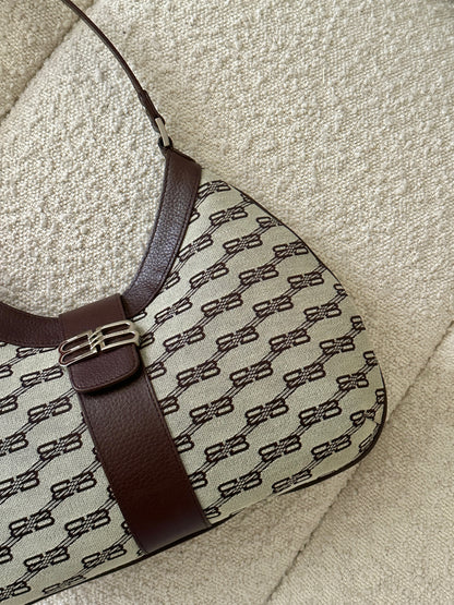 BALENCIAGA BB MONOGRAM HOBO SHOULDER BAG