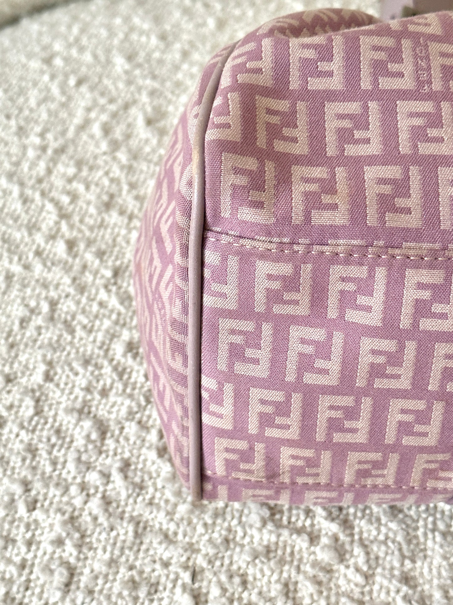FENDI LILAC ZUCCHINO CANVAS SHOULDER BAG