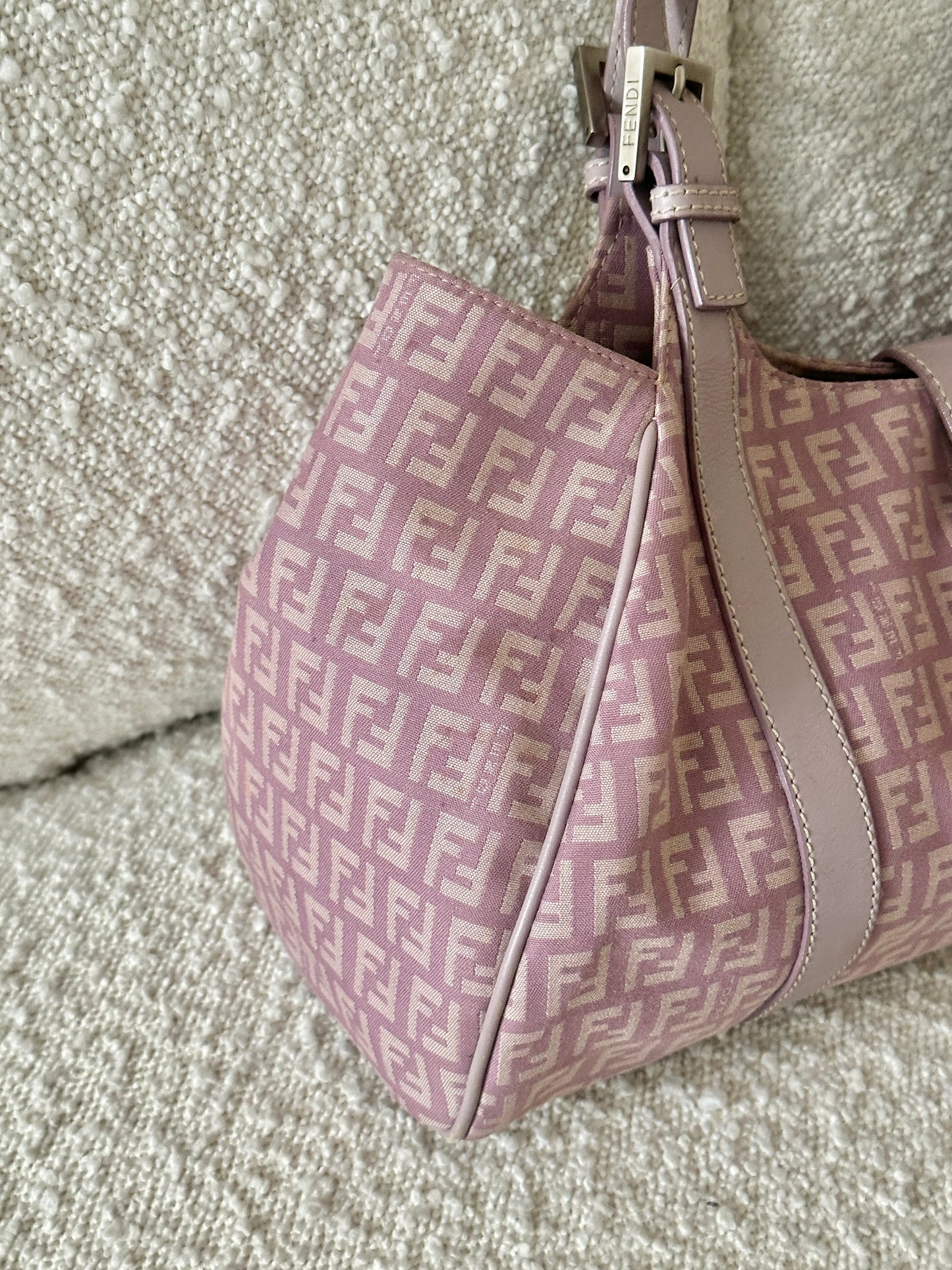 FENDI LILAC ZUCCHINO CANVAS SHOULDER BAG