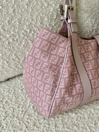 FENDI LILAC ZUCCHINO CANVAS SHOULDER BAG